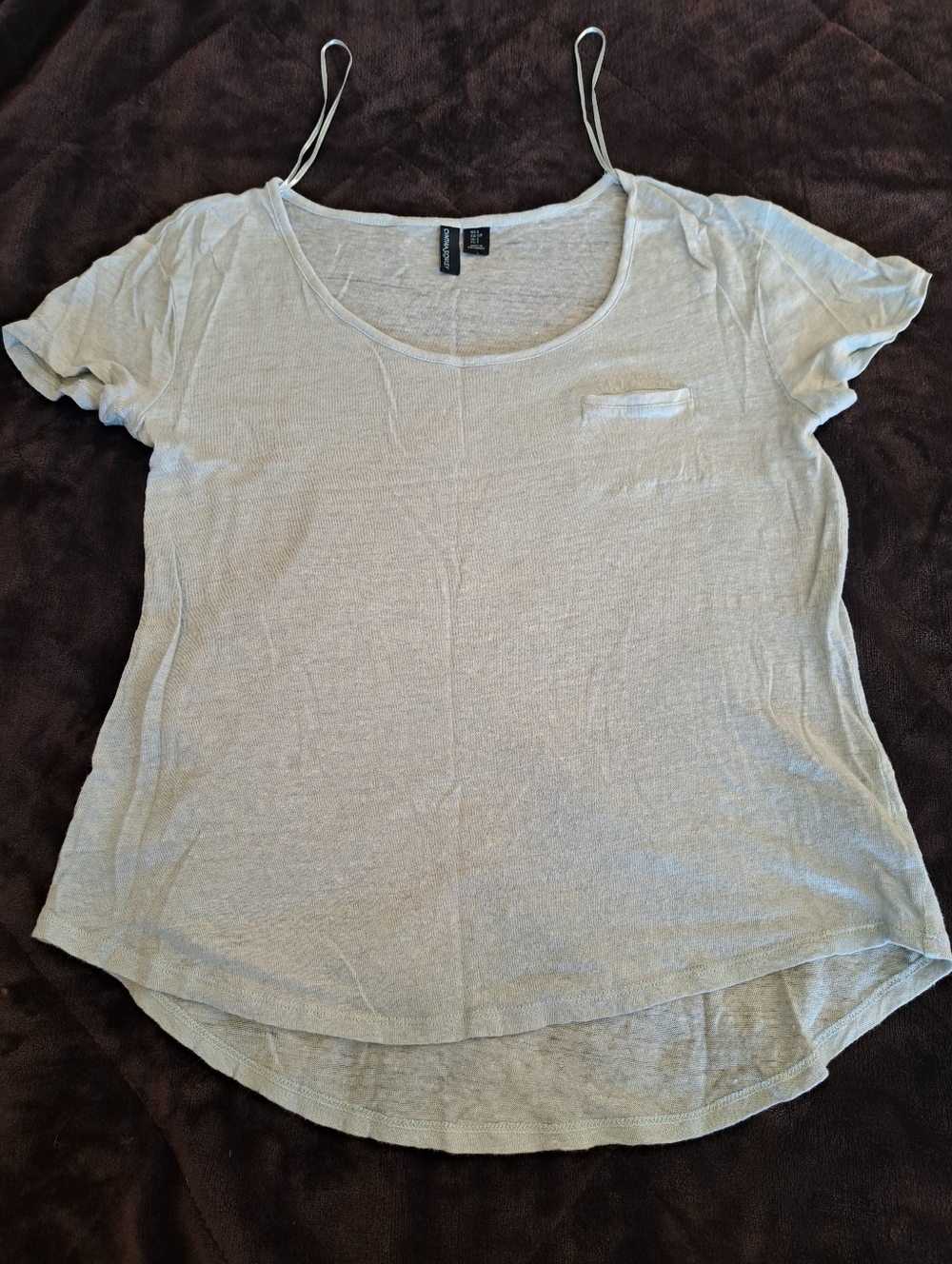 Cynthia Rowley 100% Linen Linen Top T-shirt Sz S Lightweight Pale Baby Blue